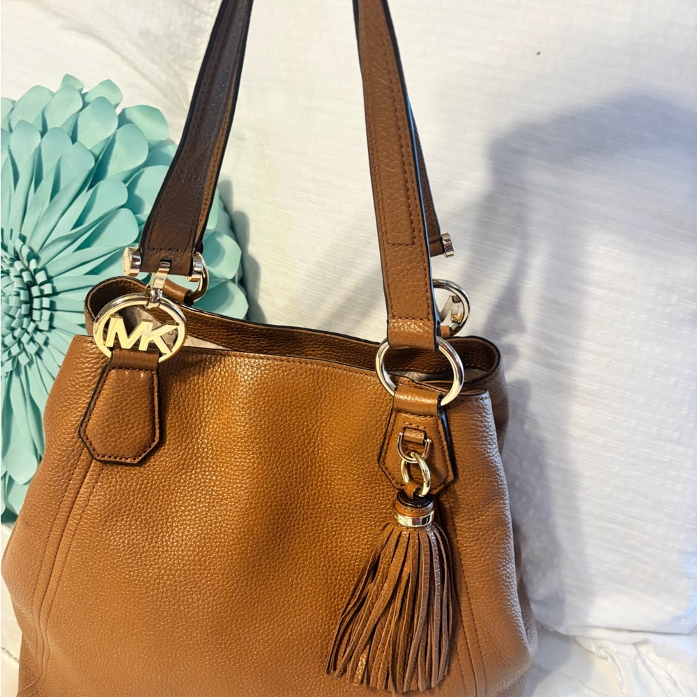 Michael Kors Cognac Genuine Leather Shoulder Bag